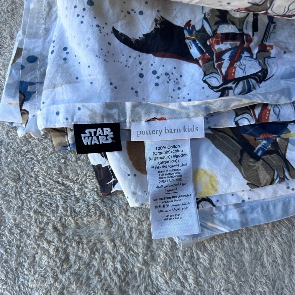 Pottery Barn Kids Star Wars Mandalorian Organic Cotton Twin Flat & Fitted Sheet